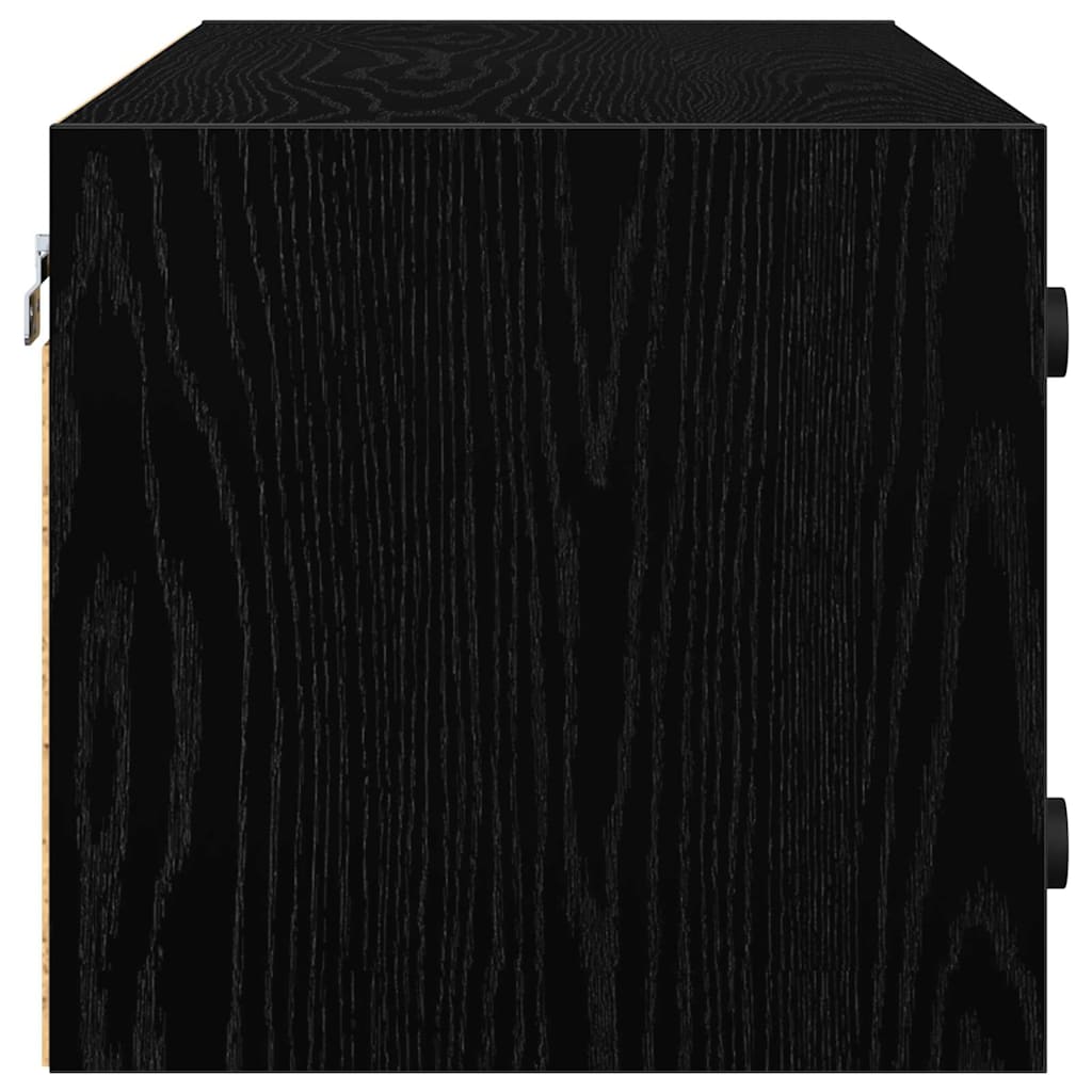 Veggskap Veggmontert Svart Eik 102 X 37 X 35 Cm Konstruert Tre