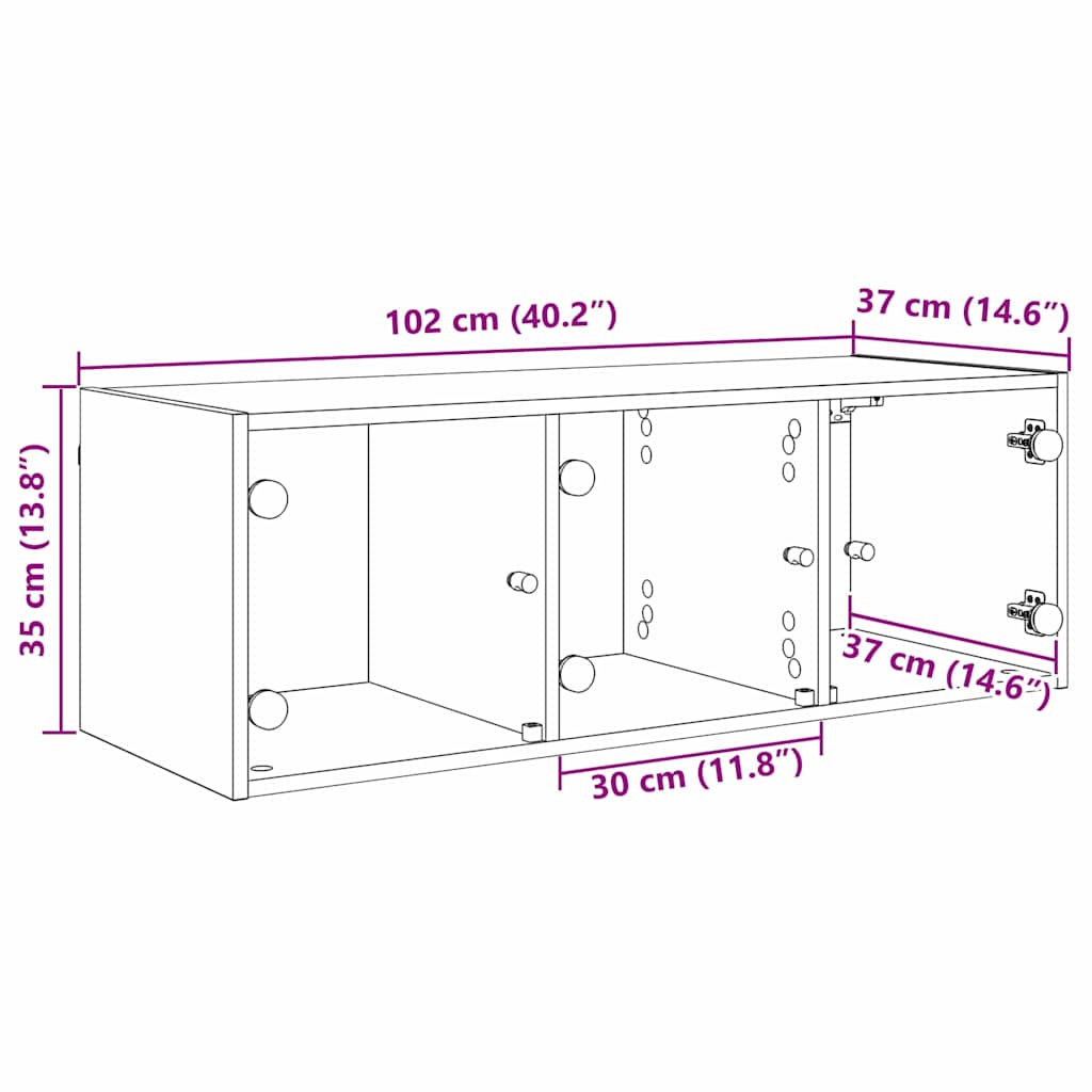 Veggskap Veggmontert Svart Eik 102 X 37 X 35 Cm Konstruert Tre