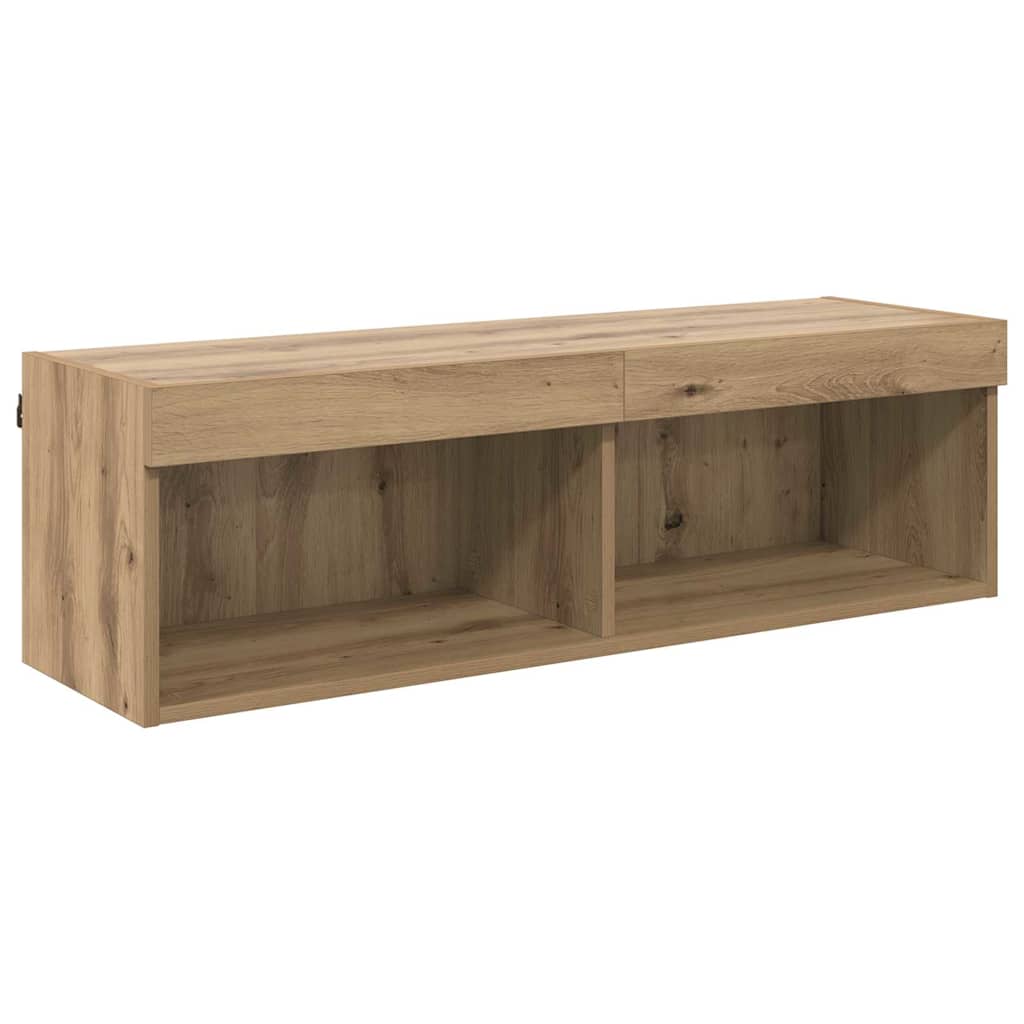 Tv Veggskap Med Led Artisan Eik 100 X 30 X 30 Cm Konstruert Tre