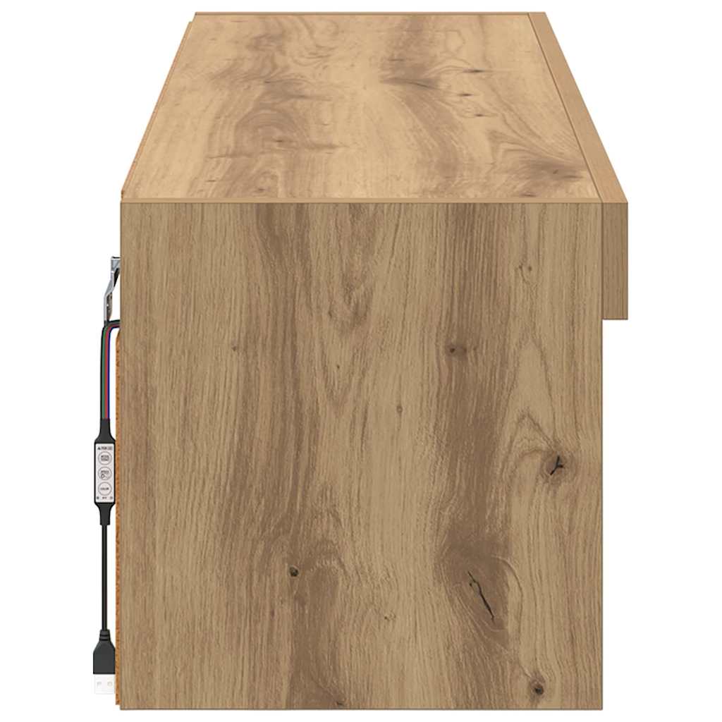 Tv Veggskap Med Led Artisan Eik 100 X 30 X 30 Cm Konstruert Tre