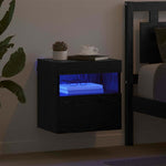 Tv Veggskap Med Led Svart Eik 40 X 30 X 40 Cm Konstruert Tre