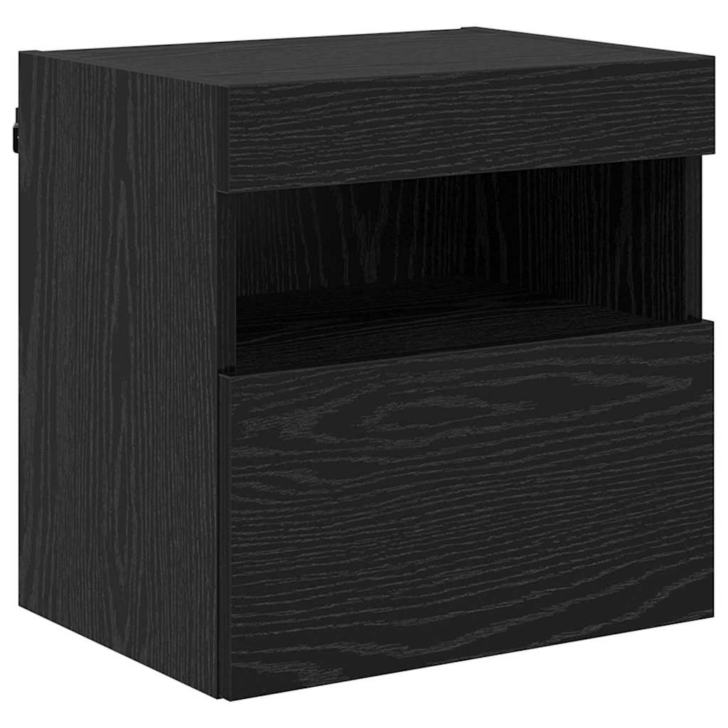 Tv Veggskap Med Led Svart Eik 40 X 30 X 40 Cm Konstruert Tre
