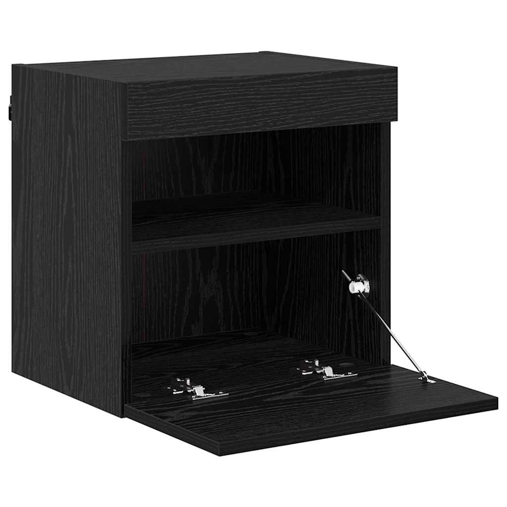 Tv Veggskap Med Led Svart Eik 40 X 30 X 40 Cm Konstruert Tre
