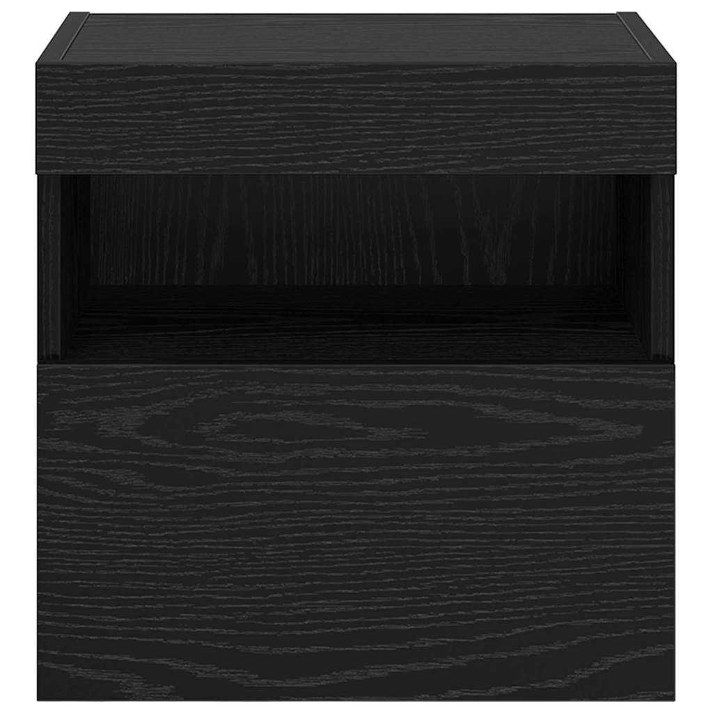Tv Veggskap Med Led Svart Eik 40 X 30 X 40 Cm Konstruert Tre