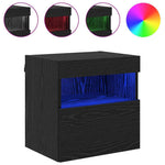 Tv Veggskap Med Led Svart Eik 40 X 30 X 40 Cm Konstruert Tre