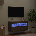 Tv Veggskap Med Led Artisan Eik 80 X 30 X 40 Cm Konstruert Tre
