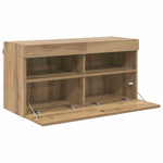 Tv Veggskap Med Led Artisan Eik 80 X 30 X 40 Cm Konstruert Tre