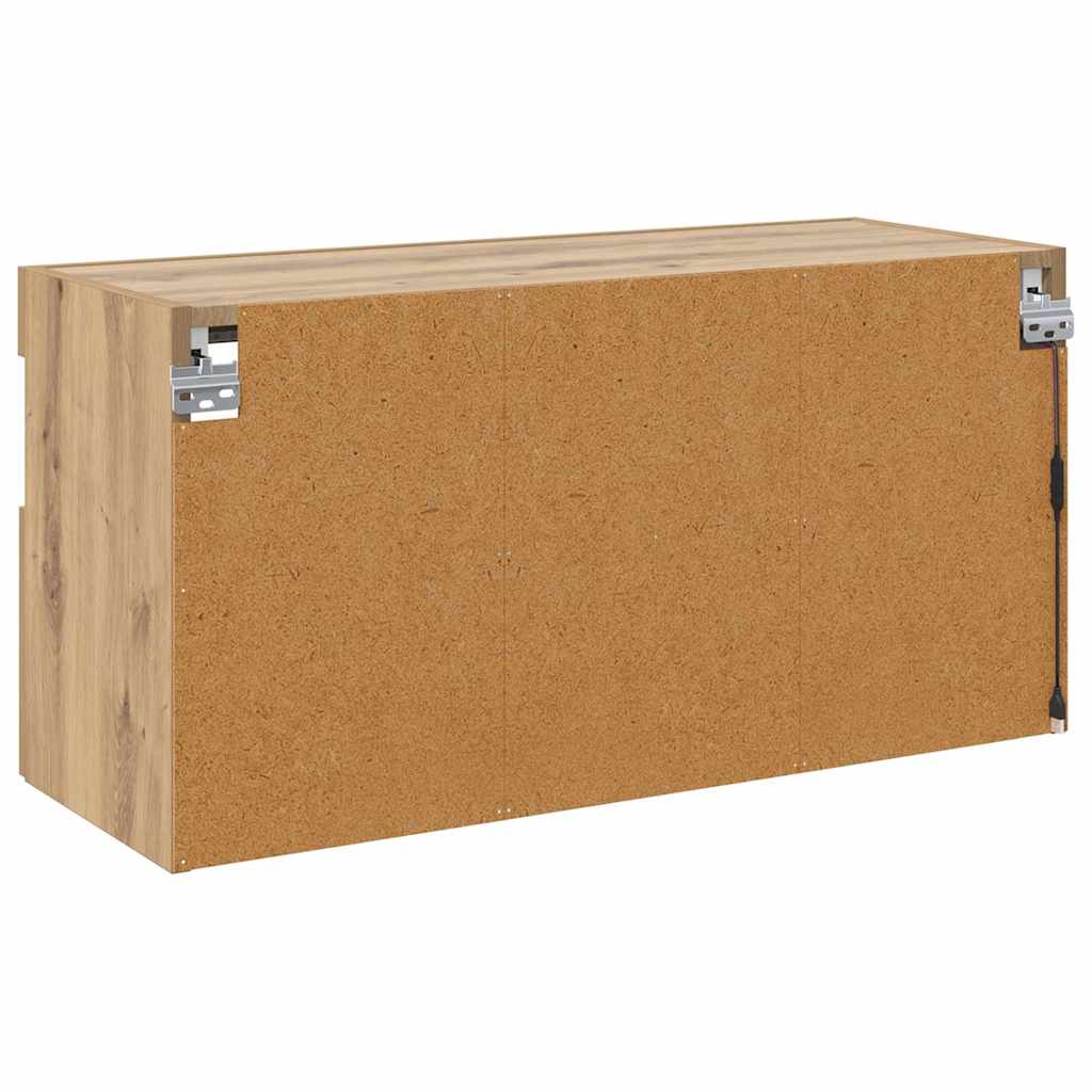 Tv Veggskap Med Led Artisan Eik 80 X 30 X 40 Cm Konstruert Tre