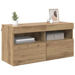Tv Veggskap Med Led Artisan Eik 80 X 30 X 40 Cm Konstruert Tre