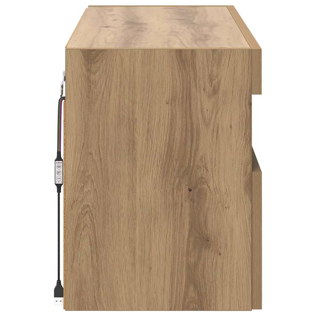 Tv Veggskap Med Led Artisan Eik 80 X 30 X 40 Cm Konstruert Tre