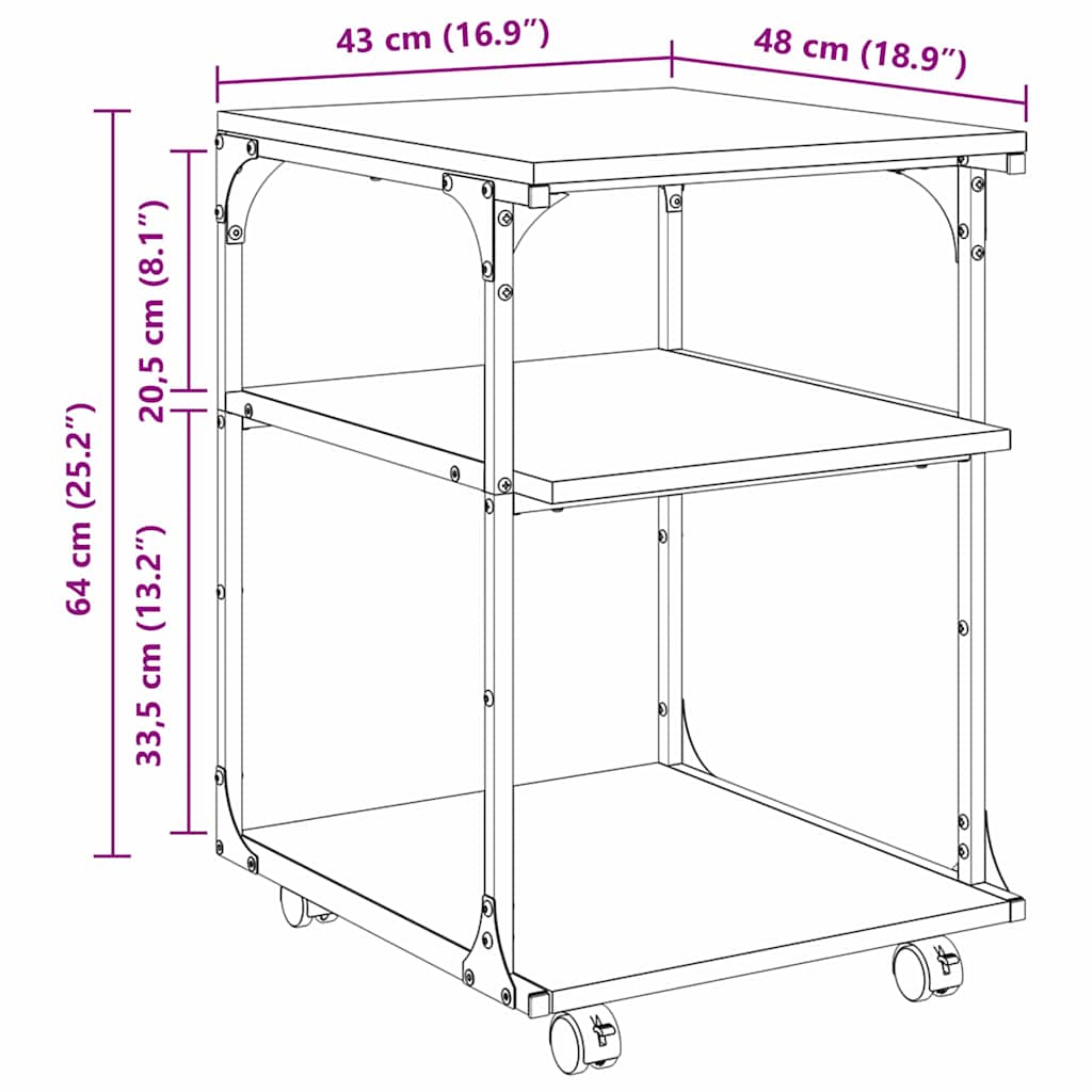 Skiverstativ Svart Eik 43 X 48 X 64 Cm Konstruert Tre