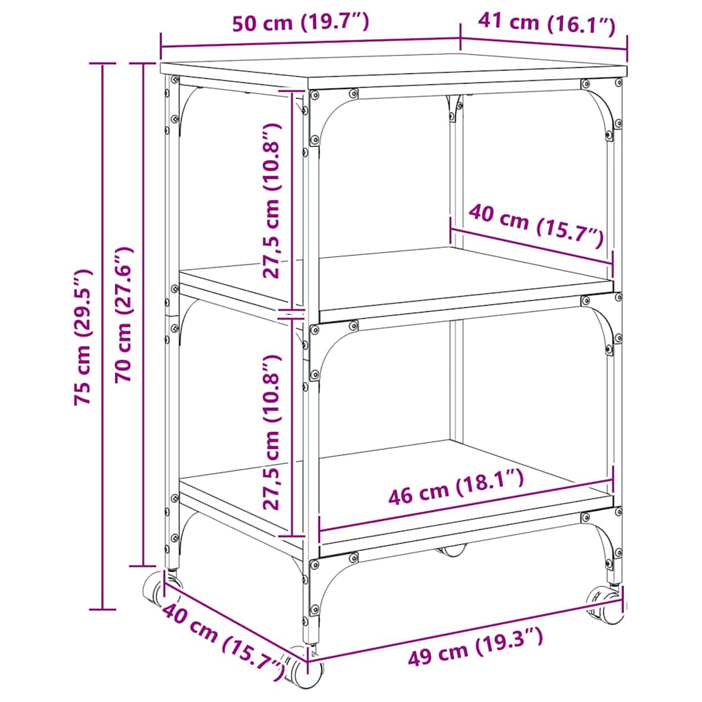 Skiverstativ Artisan Eik 50 X 41 X 75 Cm Konstruert Tre
