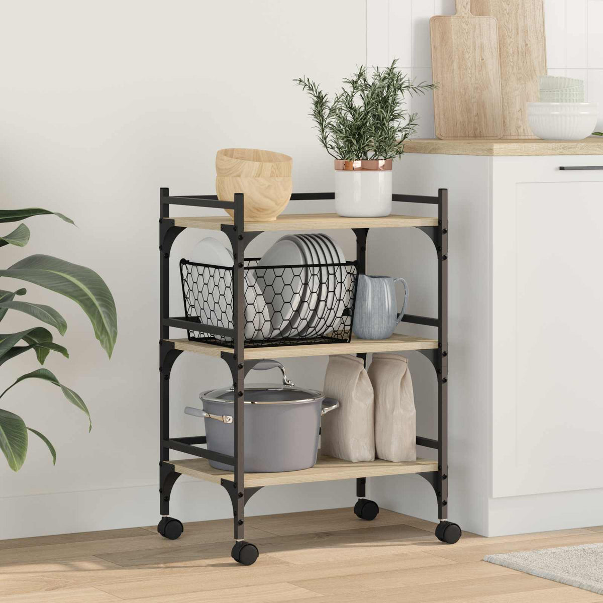 Kjøkkenvogn Sonoma Eik 50 X 35 X 75,5 Cm Konstruert Tre