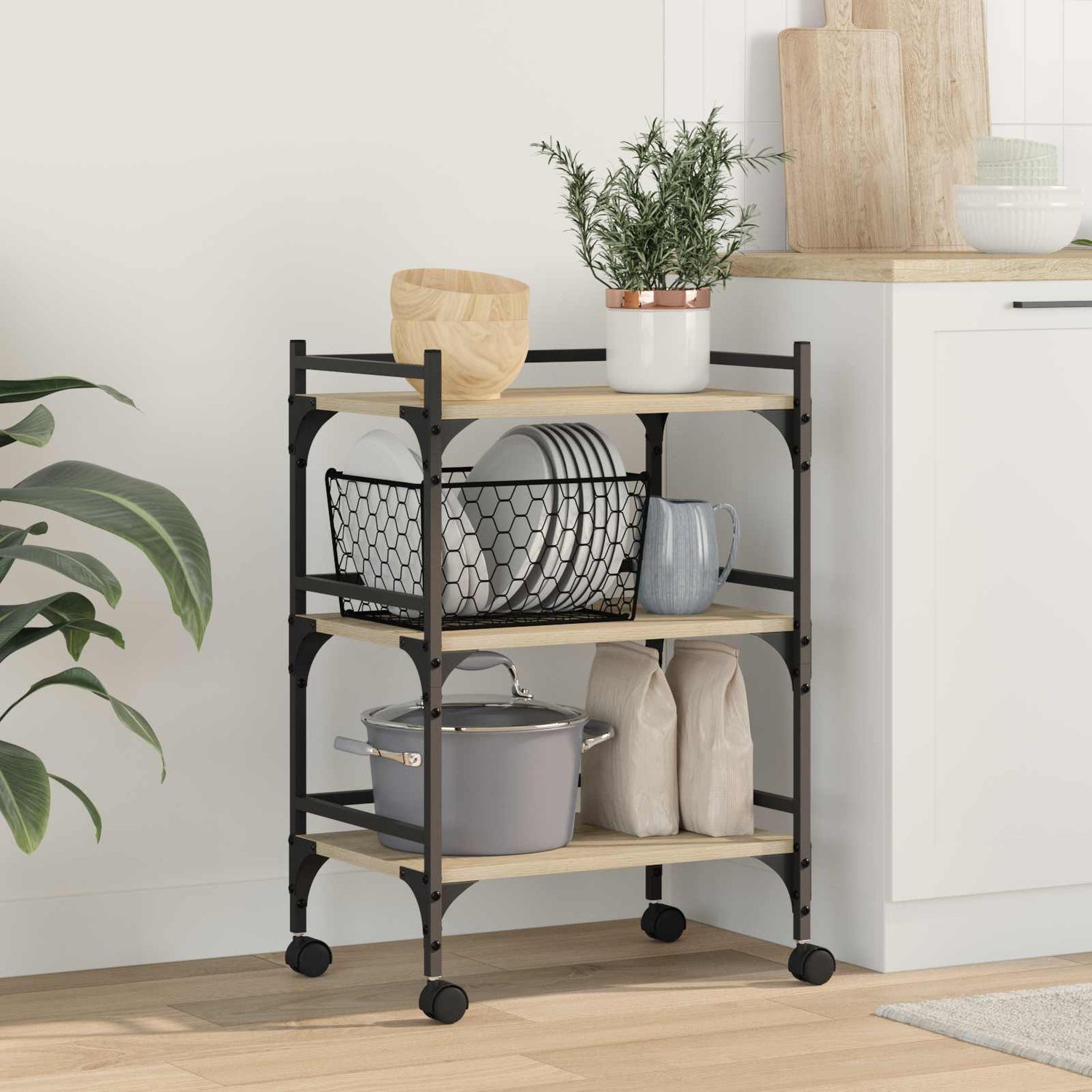 Kjøkkenvogn Sonoma Eik 50 X 35 X 75,5 Cm Konstruert Tre