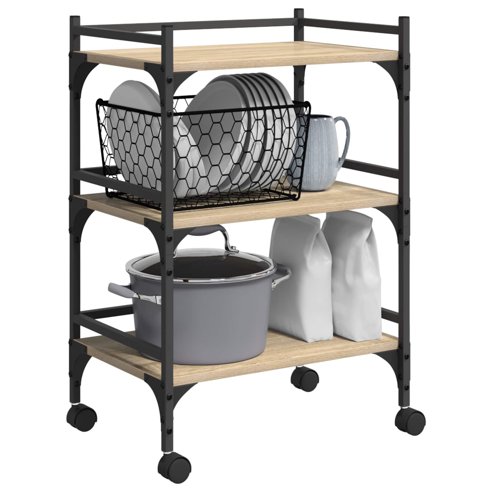 Kjøkkenvogn Sonoma Eik 50 X 35 X 75,5 Cm Konstruert Tre