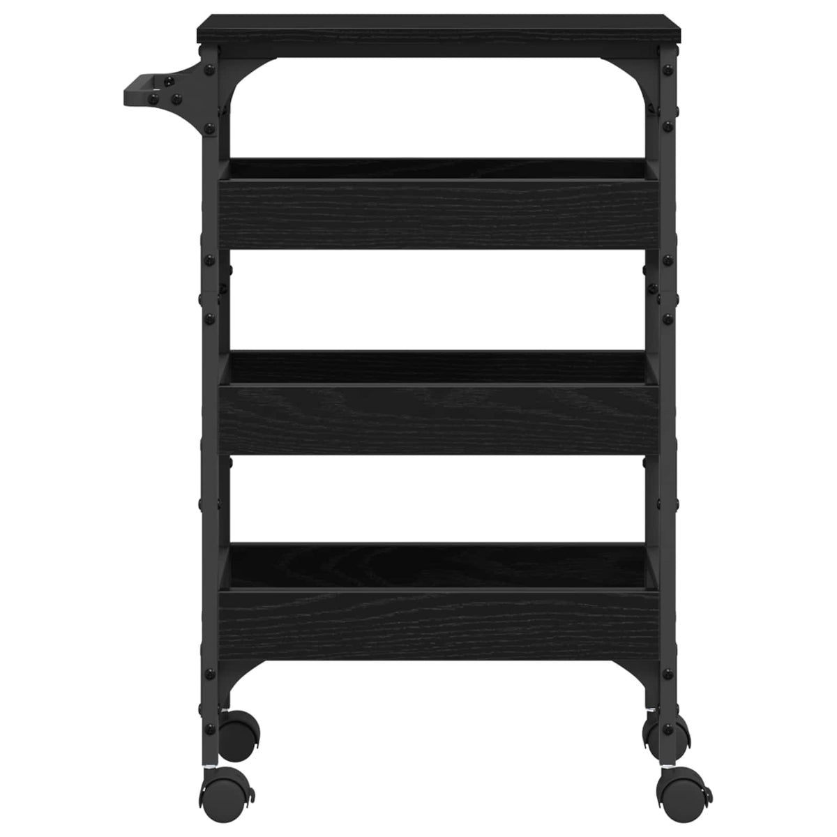 Kjøkkenvogn Svart Eik 53 X 20 X 76 Cm Konstruert Tre