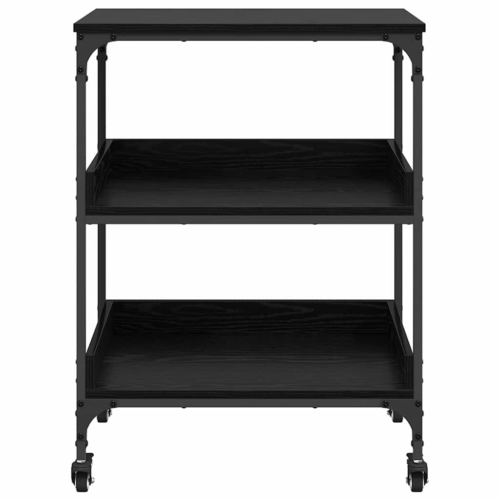 Kjøkkenvogn Svart Eik 60 X 41 X 80.5 Cm Konstruert Tre
