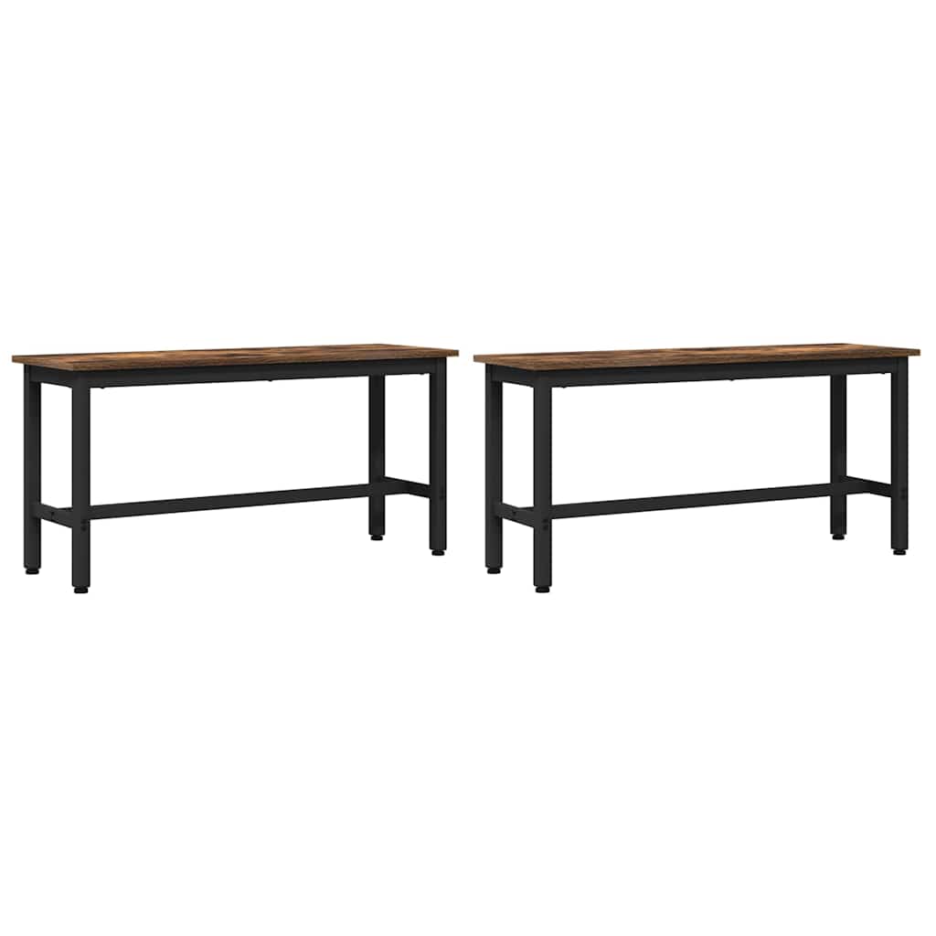 Spisebenk 2 Pcs Røkt Eik 100 X 32,5 X 48,5 Cm
