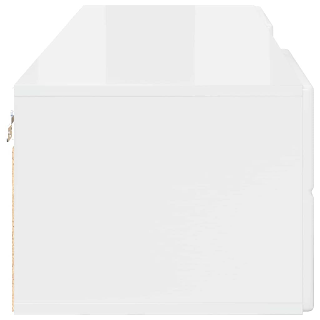 Tre Skap Høyglanset Hvit 150 X 39 X 30 Cm Konstruert Tre