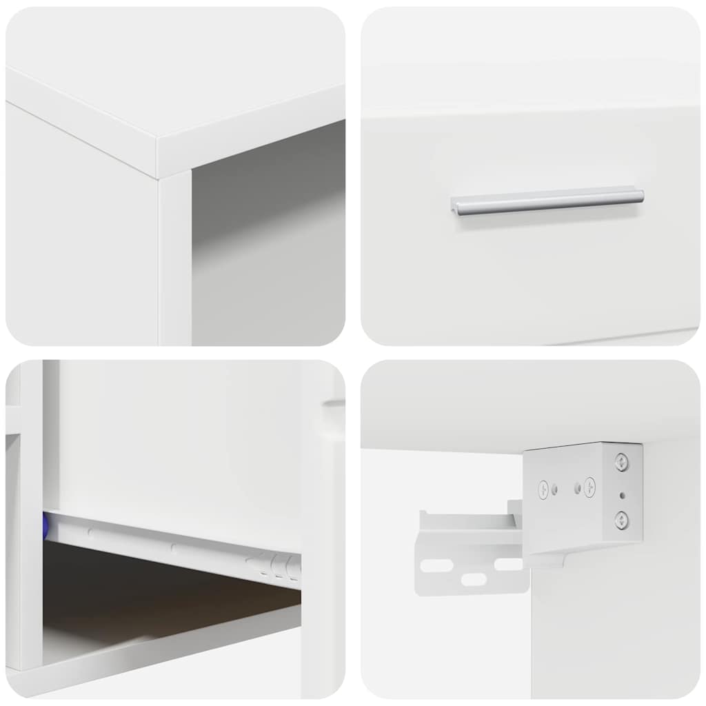 Tre Skap Med Skuff Hvit 100,5 X 39 X 30 Cm Konstruert Tre