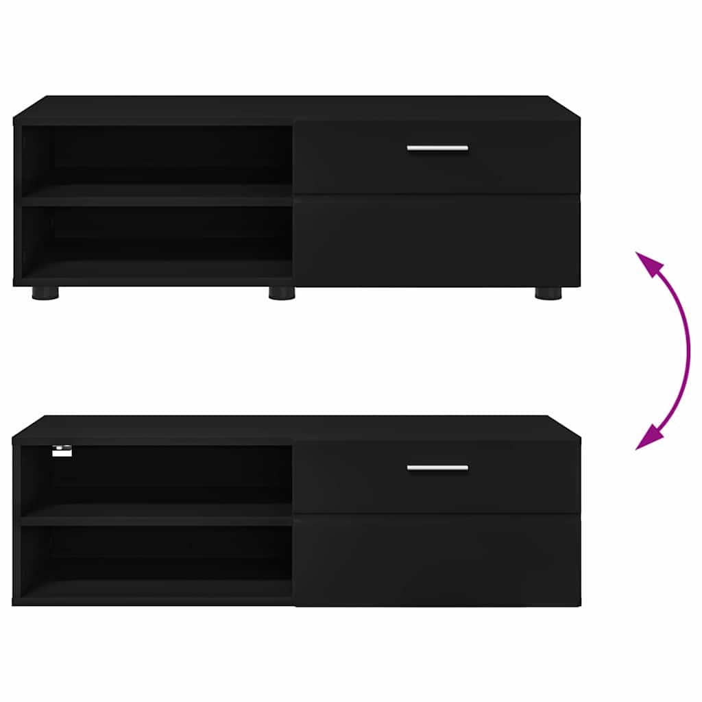 Tre Skap Med Skuff Svart 100,5 X 39 X 30 Cm Konstruert Tre