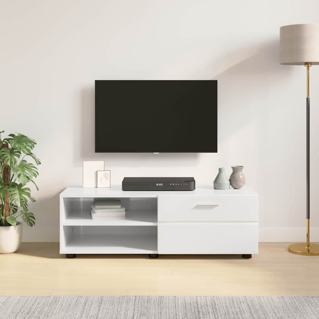 Tre Skap Høyglanset Hvit 100,5 X 39 X 30 Cm Konstruert Tre