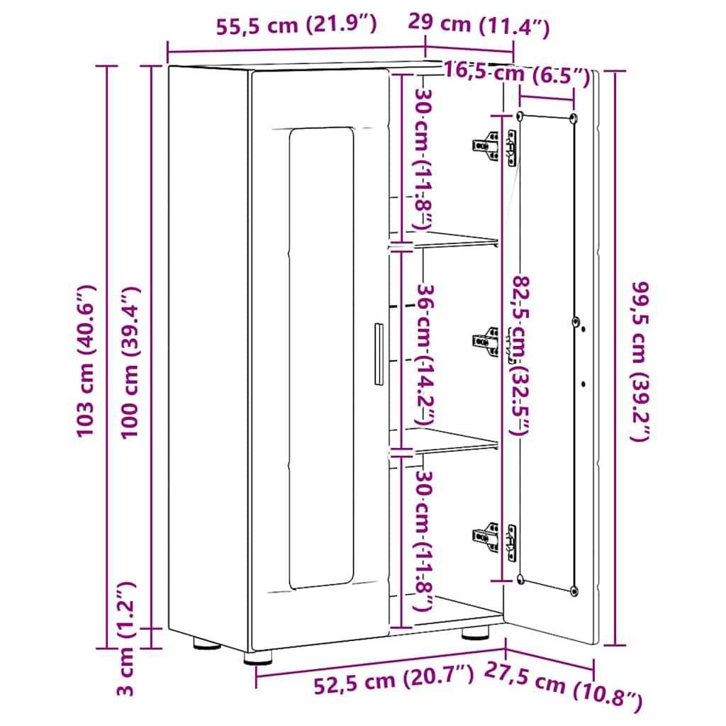 Serviesskap Gammelt Tre 55,5 X 29 X 100 Cm Konstruert Tre
