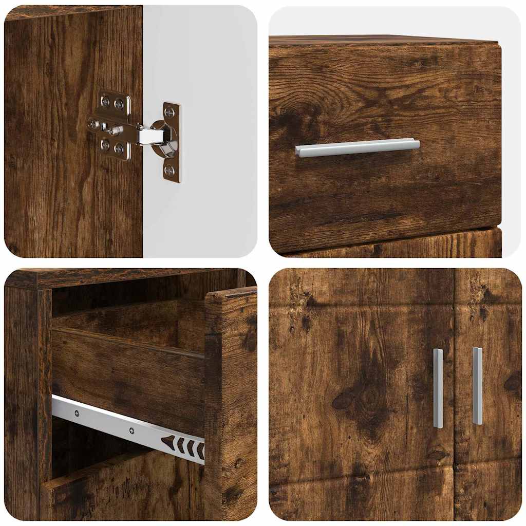 Tre Skap Med Skuff Røkt Eik 88,5 X 30,5 X 73 Cm Konstruert Tre