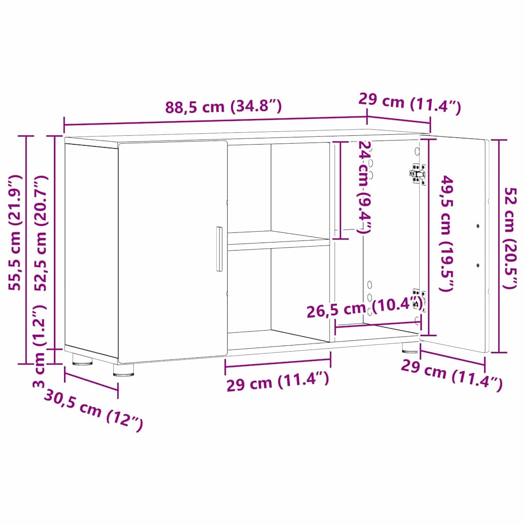 Serviesskap Artisan Eik 88,5 X 30,5 X 55,5 Cm Konstruert Tre