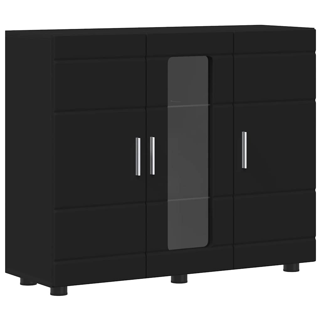 Tre Skap Med Lagring Svart 88,5 X 30,5 X 73 Cm Konstruert Tre