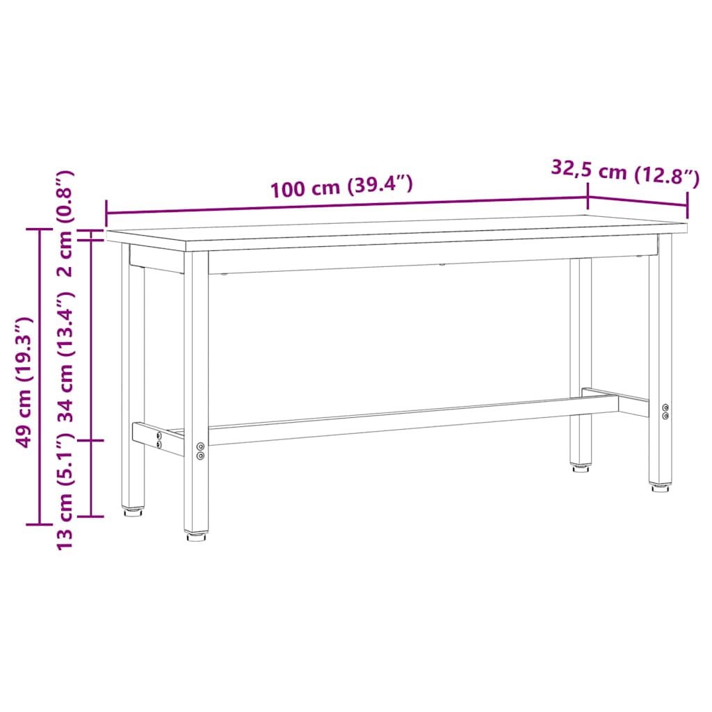 Spisebenk 2 Pcs Hvit 100 X 32,5 X 49 Cm Massivt Furutre
