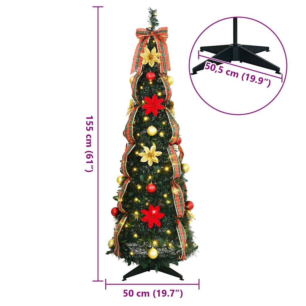 Kunstig Juletre Med 100 Led Med Stativ Grønn 150 Cm Pvc