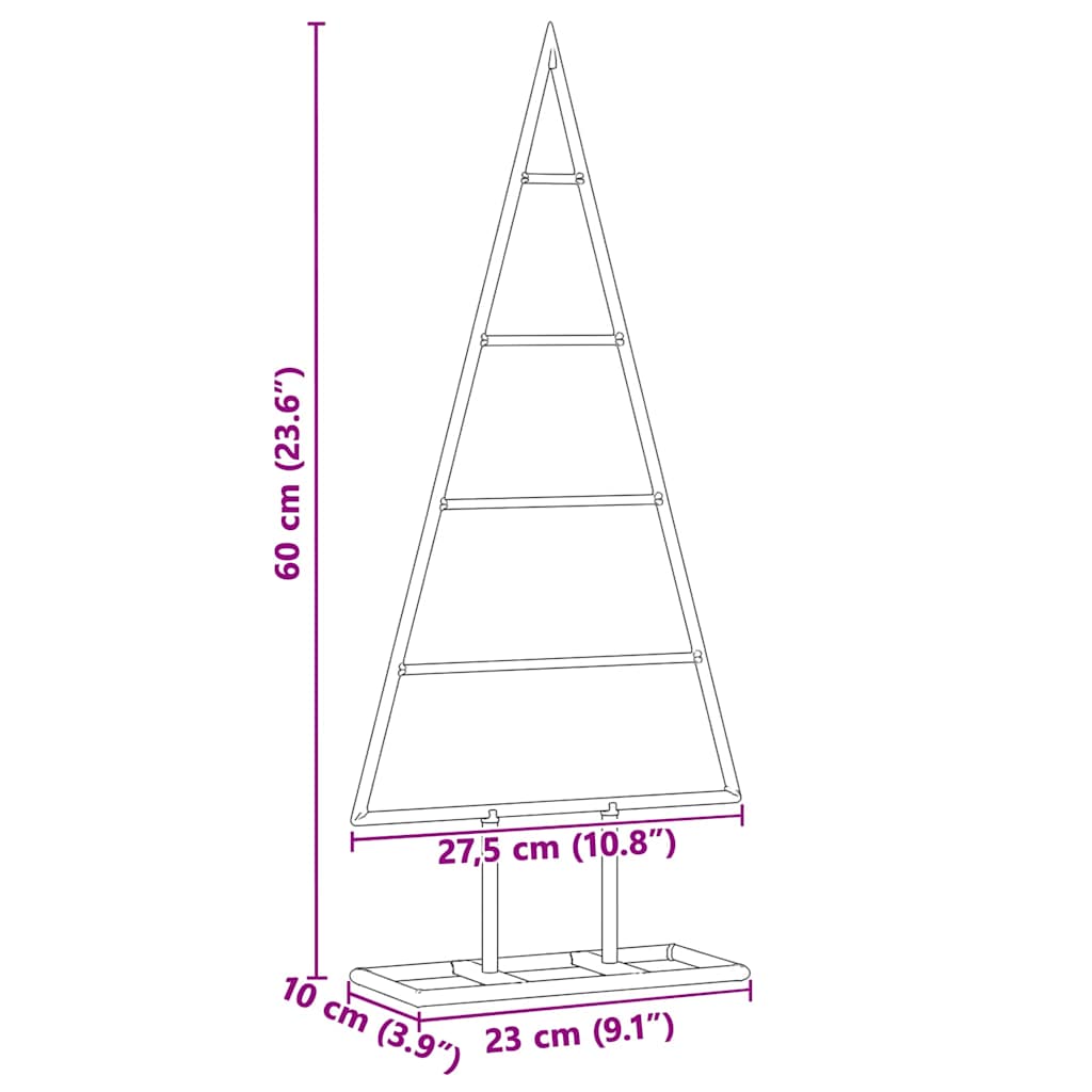 Metall Juletre Med Stativ Gull 60 Cm Pulverlakkert Stål