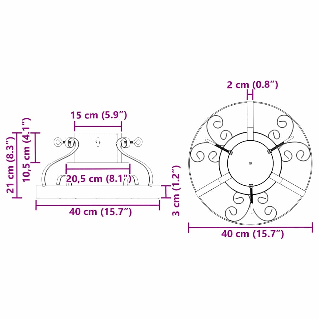 Juletre Stand Svart 40 X 40 X 21 Cm Stål