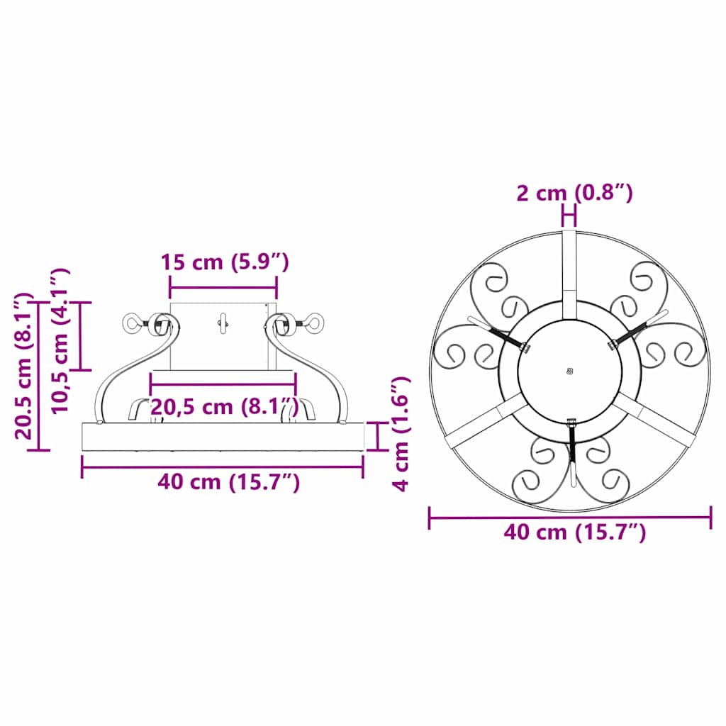 Juletre Stand Antikk Kobber 40 X 40 X 20.5 Cm Stål