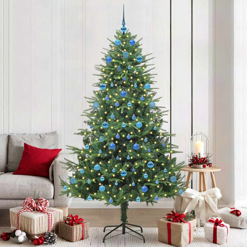 Kunstig Forhåndsbelyst Juletre Med Kule-Sett Grønn 210 Cm