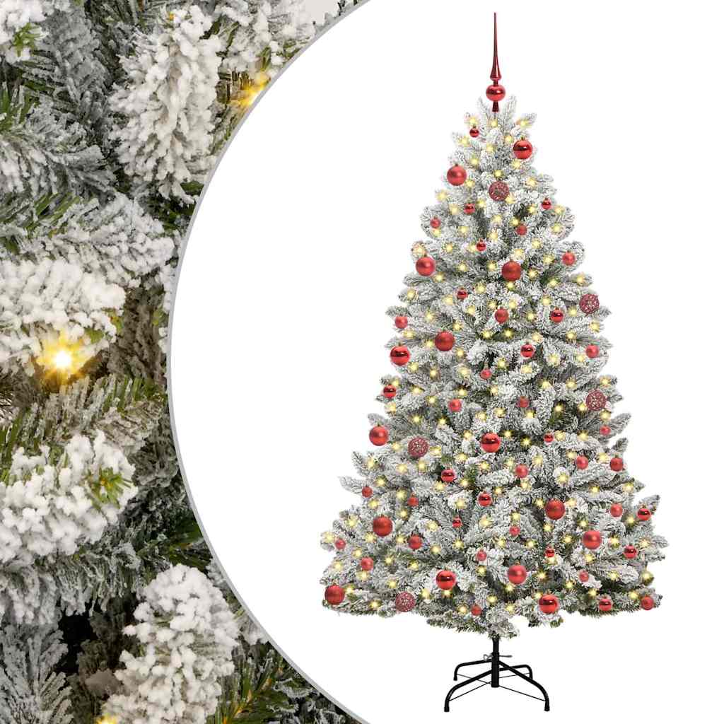 Kunstig Juletre Med 300 Led Grønn Og Hvit 180 Cm Pvc Og Metall