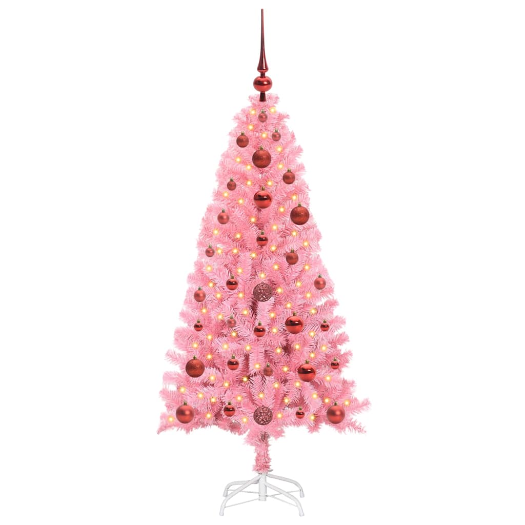 Juletre Med 150 Led Med Stativ Rosa 120 Cm Pvc