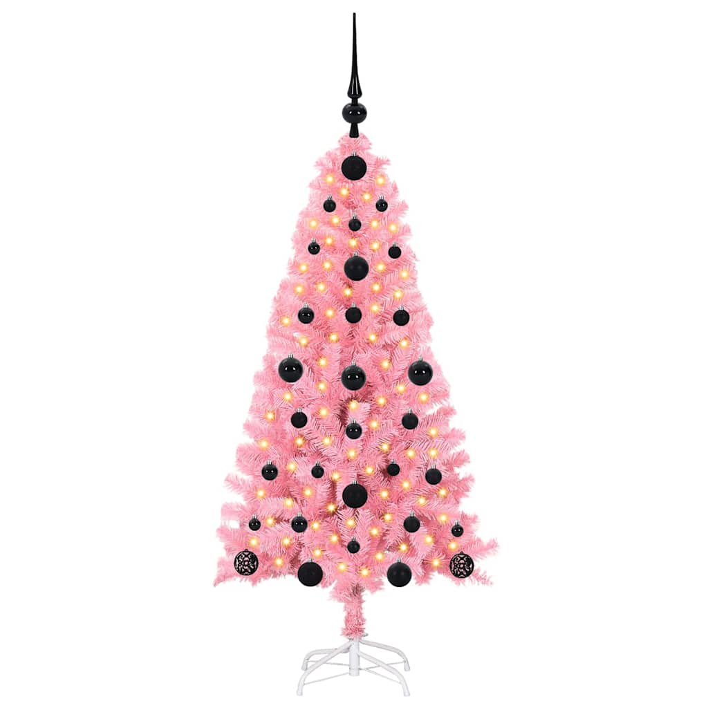 Juletre Med 150 Led Med Stativ Rosa 120 Cm Pvc