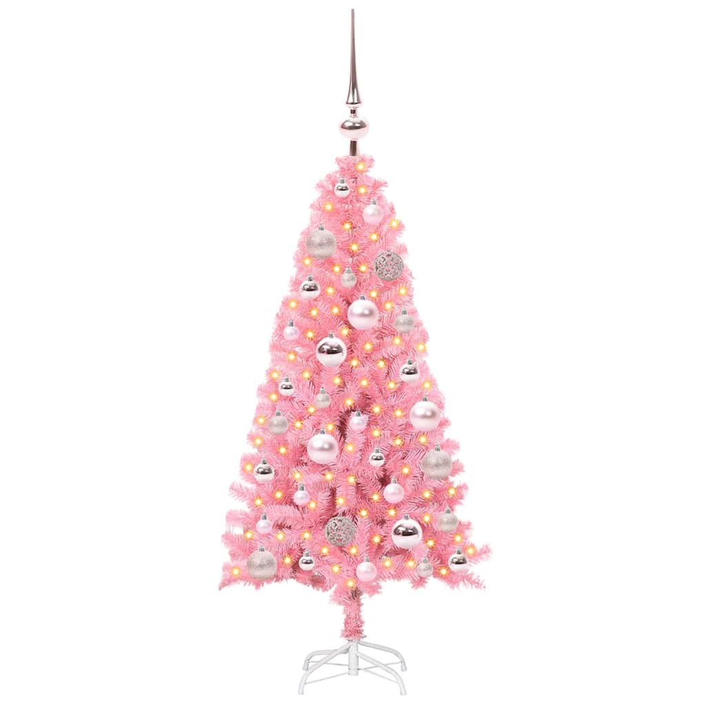 Juletre Med 150 Led Med Stativ Rosa 120 Cm Pvc