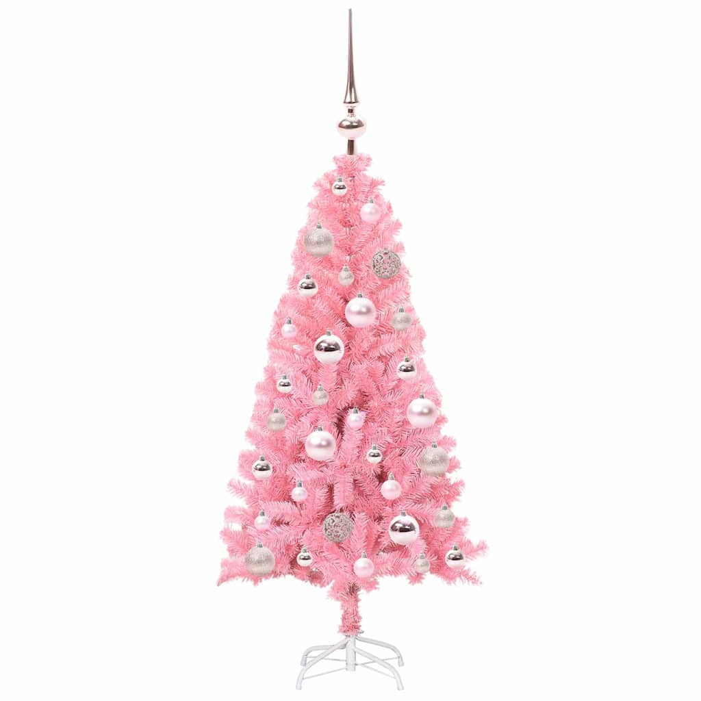Juletre Med 150 Led Med Stativ Rosa 120 Cm Pvc
