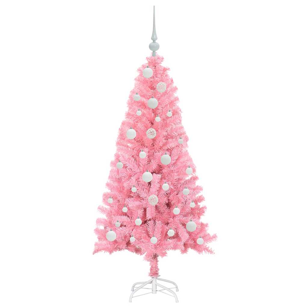 Juletre Med 150 Led Med Stativ Rosa 120 Cm Pvc