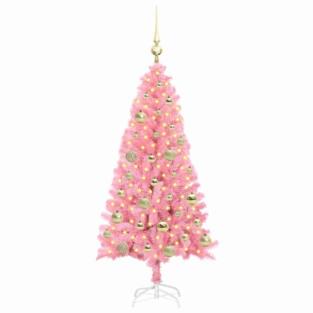Juletre Med 150 Led Med Stativ Rosa 120 Cm Pvc