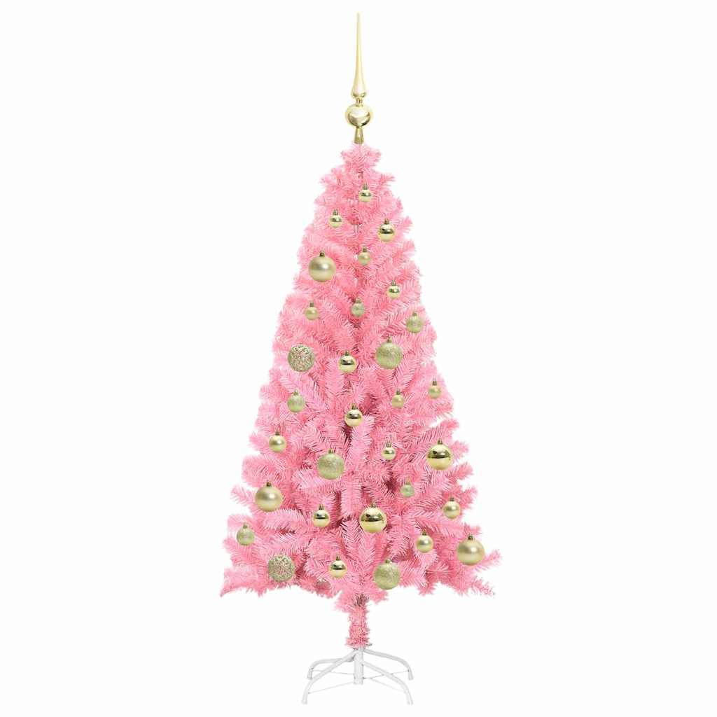 Juletre Med 150 Led Med Stativ Rosa 120 Cm Pvc