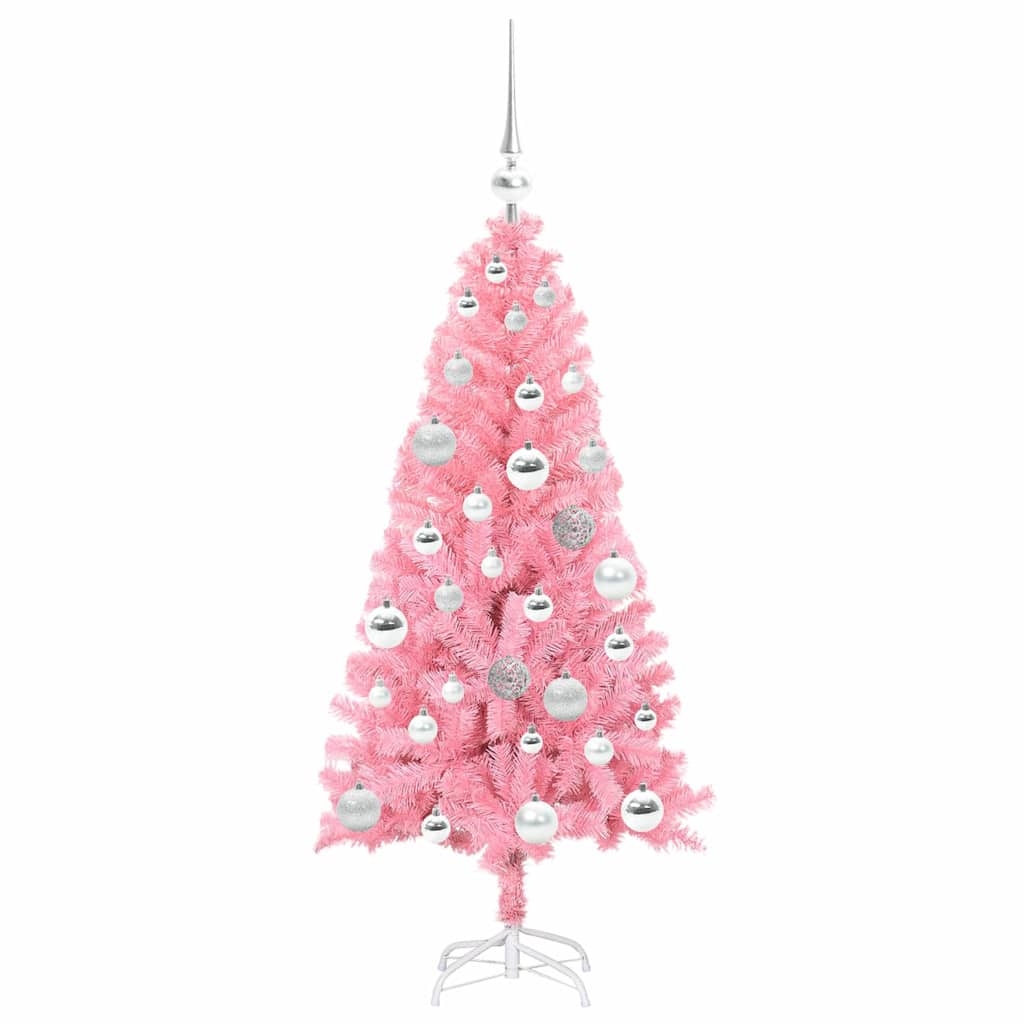 Juletre Med 150 Led Med Stativ Rosa 120 Cm Pvc