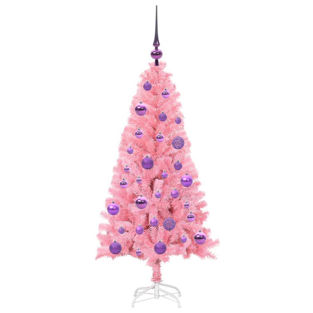 Juletre Med 150 Led Med Stativ Rosa 120 Cm Pvc
