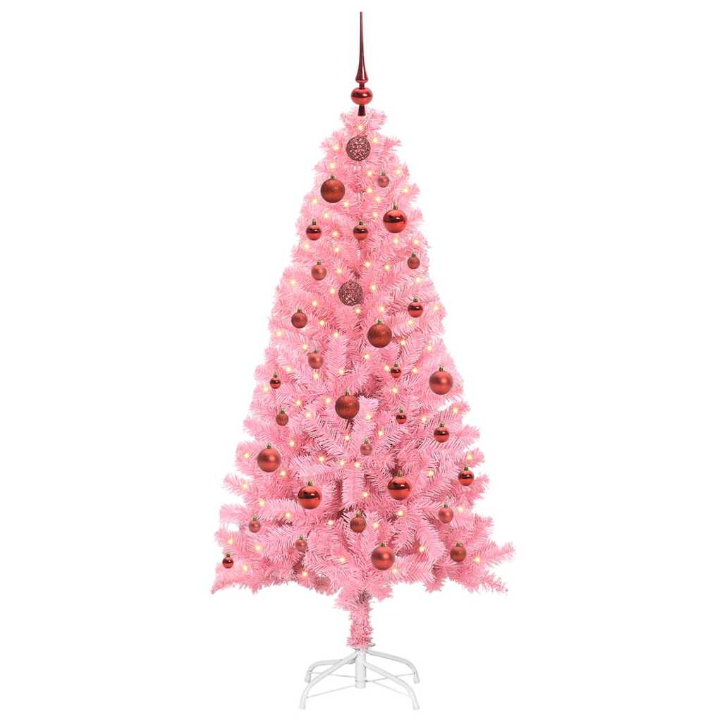 Juletre Med 150 Led Med Stativ Rosa 150 Cm Pvc