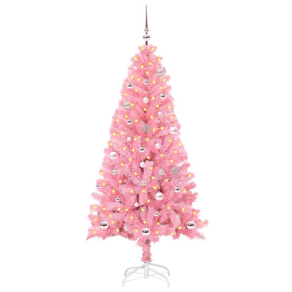 Juletre Med 150 Led Med Stativ Rosa 150 Cm Pvc