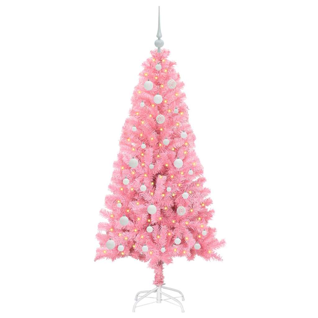 Juletre Med 150 Led Med Stativ Rosa 150 Cm Pvc