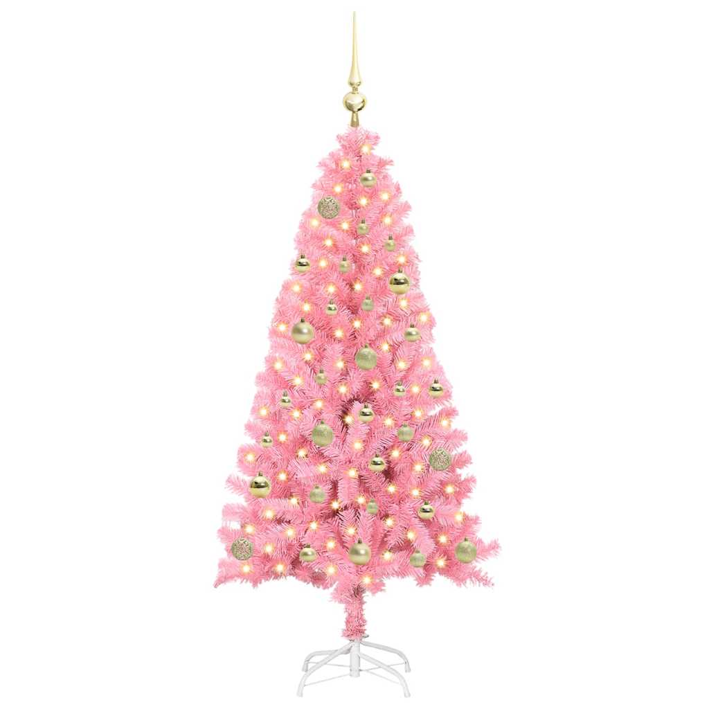 Juletre Med 150 Led Med Stativ Rosa 150 Cm Pvc